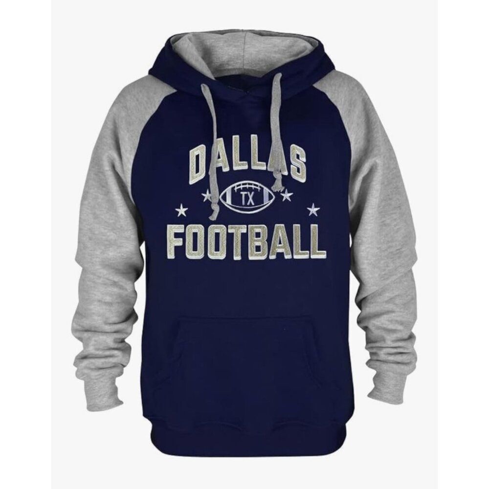 Dallas Football Embroidery Soft Classic Blue Long Sleeve Hoodie Size L Unisex